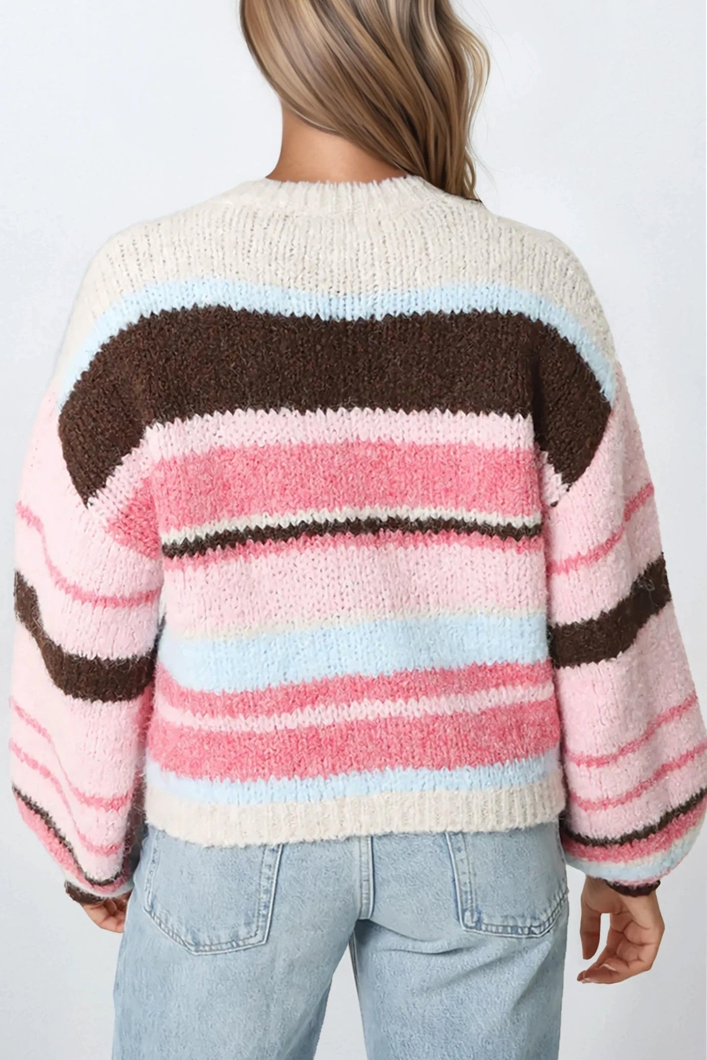 Pink Striped Knitted Jumper-1
