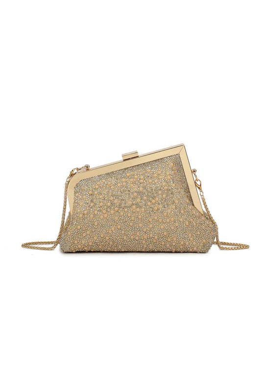 Gold Pearl Asymmetric Evening Bag-0
