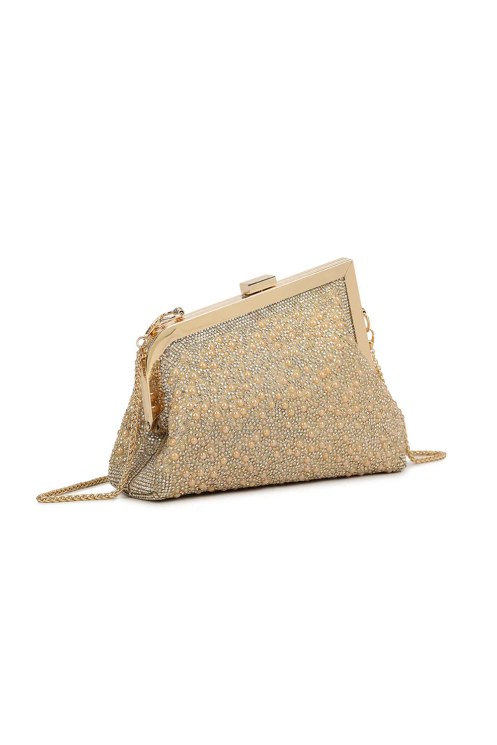 Gold Pearl Asymmetric Evening Bag-1