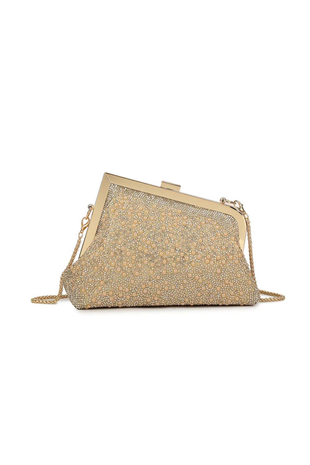 Gold Pearl Asymmetric Evening Bag-2