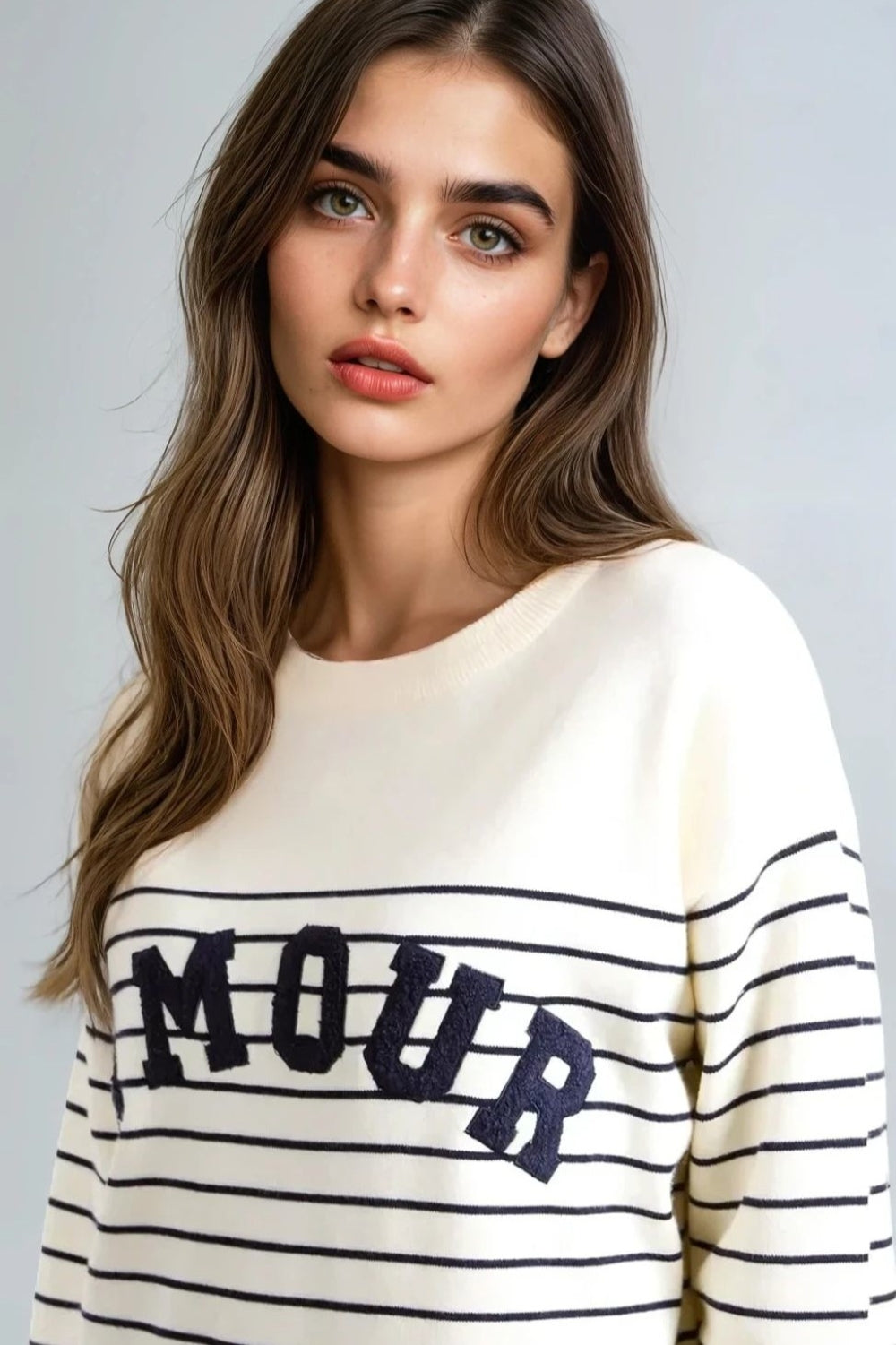 Ivory 'Amour' Stripe Jumper-1