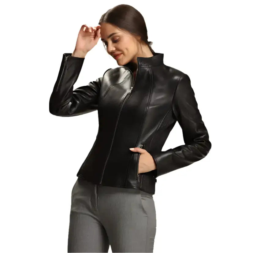 Women’s Black Lambskin Leather Jacket – Luxurious Chic Design-1