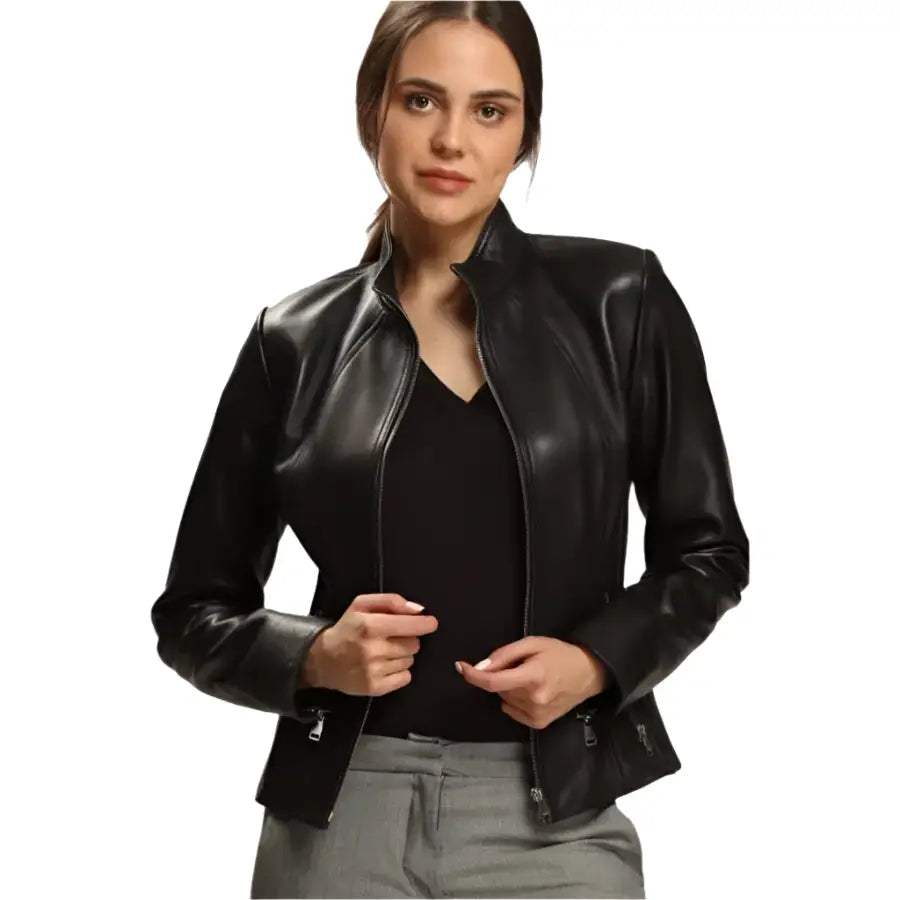 Women’s Black Lambskin Leather Jacket – Luxurious Chic Design-0